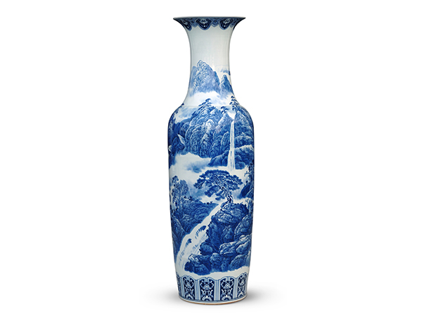 最新人気 滝様専用 青花山水文花瓶 大清康煕年製銘 高さ31.5cm 胴幅 